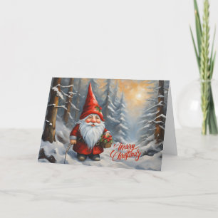 Merry Christmas Forest Gnome Holiday Card