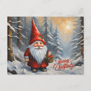 Merry Christmas Forest Gnome Holiday Postcard