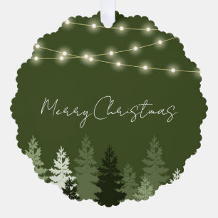 Merry Christmas Forest Ornament Gift Tag