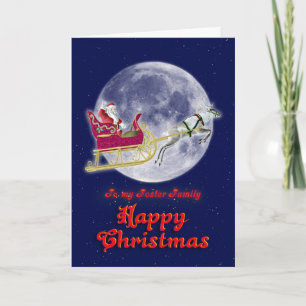Merry Christmas Foster Family, Santa in his sleigh Holiday Card