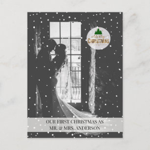 "Merry Christmas!" Foto Karte Schneeflocken Postcard