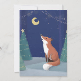 Merry Christmas: Fox Illustration Art Invitation