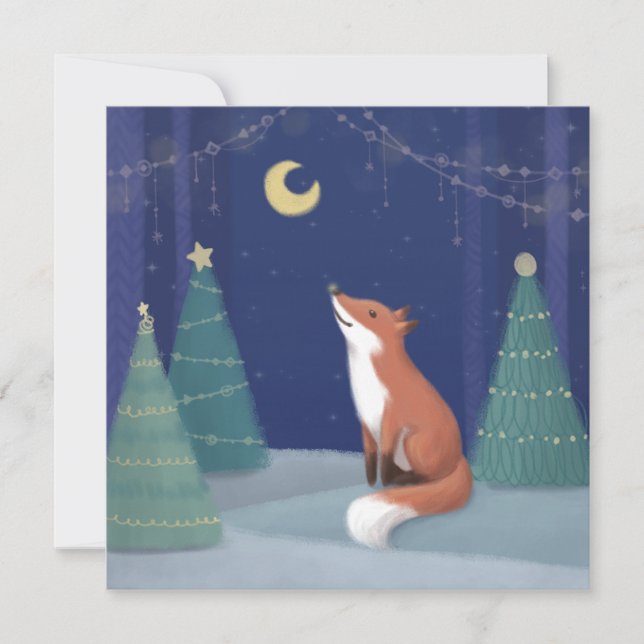 Merry Christmas: Fox Illustration Art Invitation (Front)