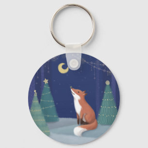 Merry Christmas: Fox Illustration Art Key Ring