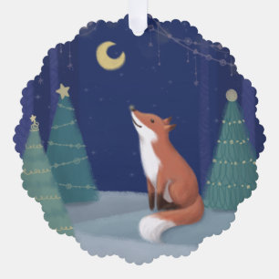 Merry Christmas: Fox Illustration Art Tree Decoration Card