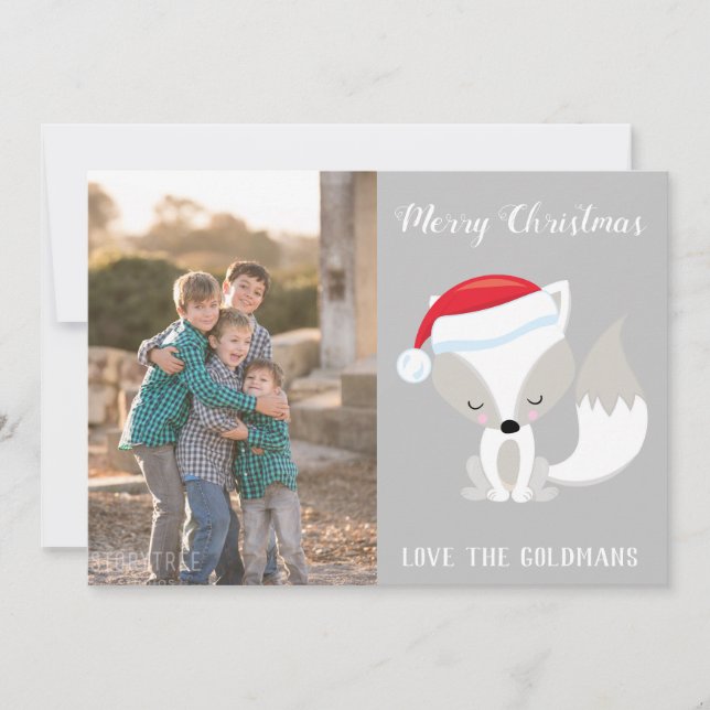 Merry Christmas Fox Photo Holiday Card (Front)