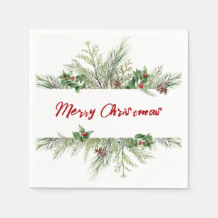 Merry Christmas Framed Classic Wheath Greeting Napkin