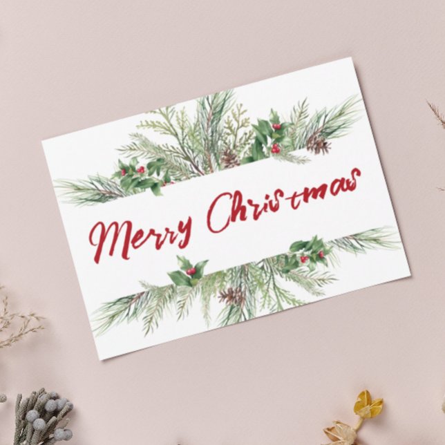 Merry Christmas Framed Winter Wheath Greeting Holiday Postcard (Creator Uploaded)