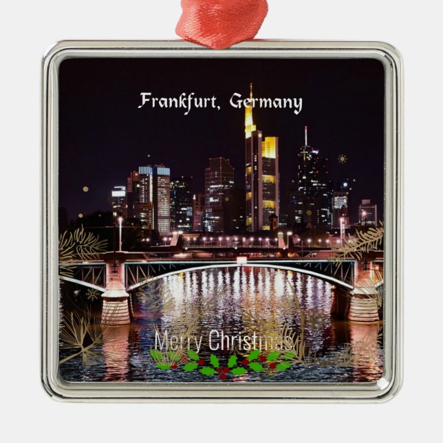 Merry Christmas, Frankfurt, Germany Metal Tree Decoration (Front)