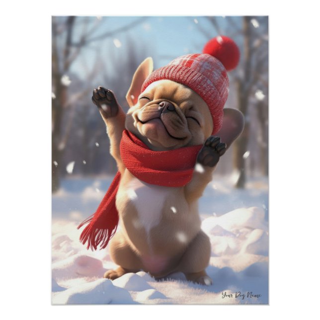 Merry Christmas, French Bulldog 01 - Happy Chris Poster (Front)