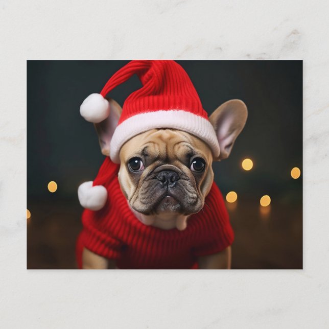 Merry Christmas French Bulldog Holiday Postcard (Front)