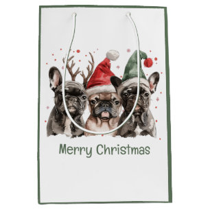 Merry Christmas French Bulldog Reindeer Dogs Medium Gift Bag