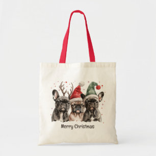 Merry Christmas French Bulldog Reindeer Dogs Tote Bag