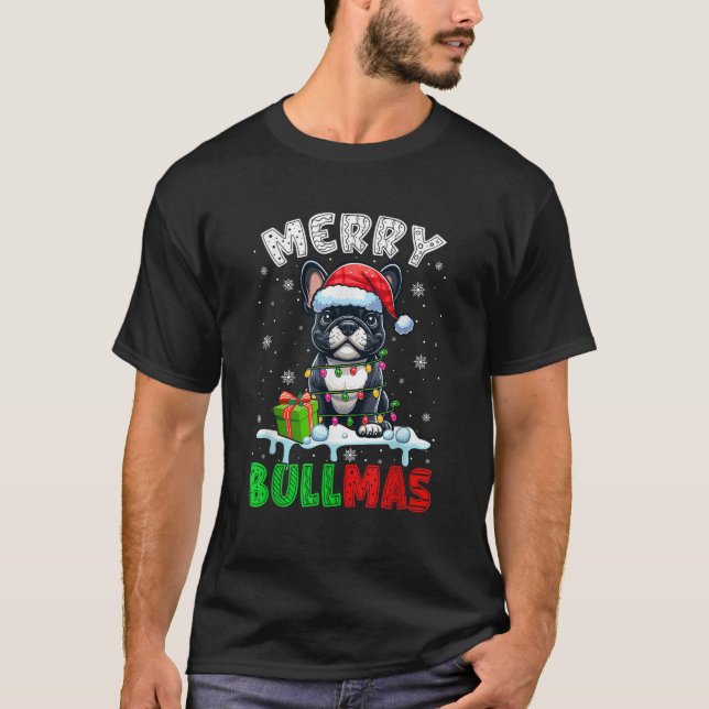 Merry Christmas French Bulldog Santa Dog Matching  T-Shirt (Front)
