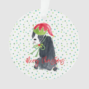 Merry Christmas French Bulldog Wreath Holly NAME Ornament