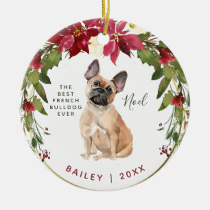 Merry Christmas French Bulldog   Your Dog's Photo Ceramic Tree Decoration
