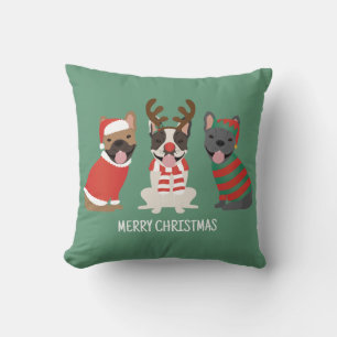 Merry Christmas French Bulldogs Cushion