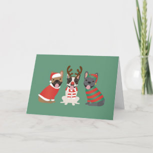 Merry Christmas French Bulldogs Holiday Card