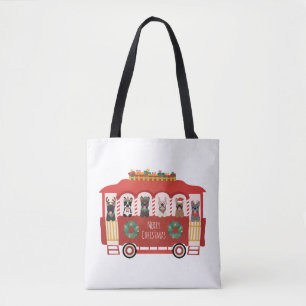 Merry Christmas French Bulldogs Holiday Trolly Tote Bag