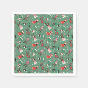 Merry Christmas French Bulldogs Napkin