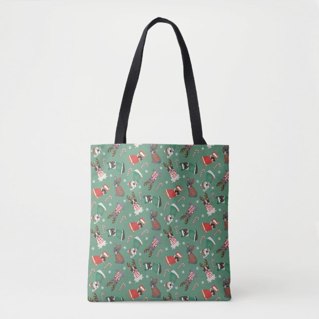 Merry Christmas French Bulldogs Tote Bag (Front)