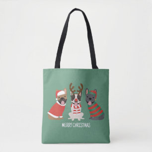 Merry Christmas French Bulldogs Tote Bag