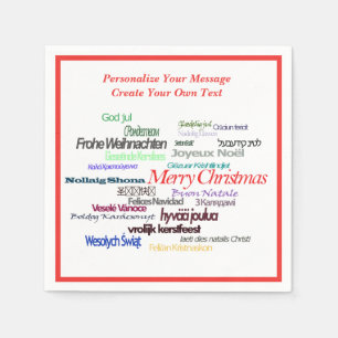 Merry Christmas French, German, Spanish, Languages Napkin
