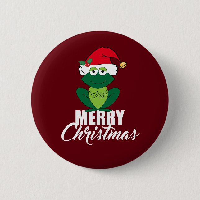 Merry Christmas Frog 6 Cm Round Badge (Front)