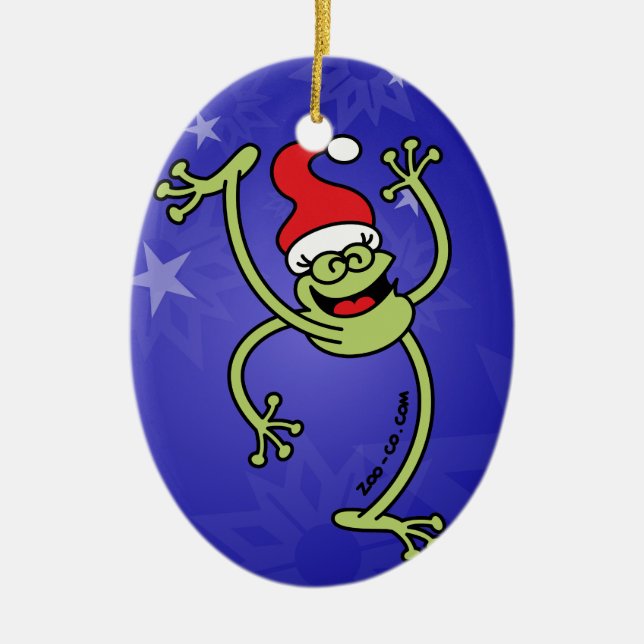 Merry Christmas Frog Ceramic Tree Decoration (Front)