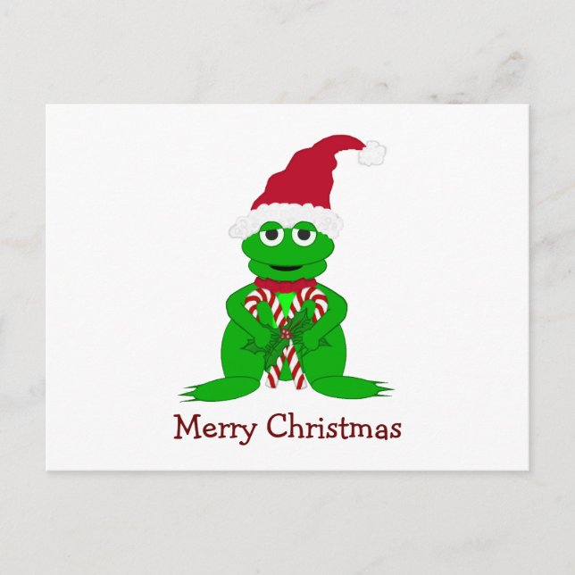 Merry Christmas Frog Holiday Postcard (Front)