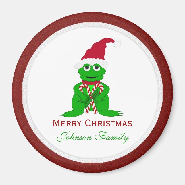 Merry Christmas Frog Magnet (Front)