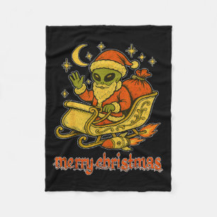 Merry Christmas From Alien Santa And His Cosmic Sl Fleece Blanket