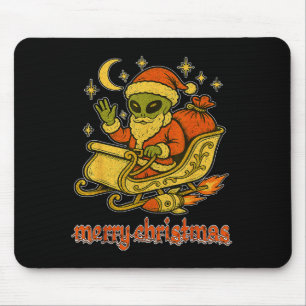 Merry Christmas From Alien Santa And His Cosmic Sl Mouse Mat
