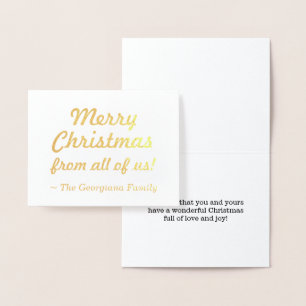 "Merry Christmas from all of us!" Card