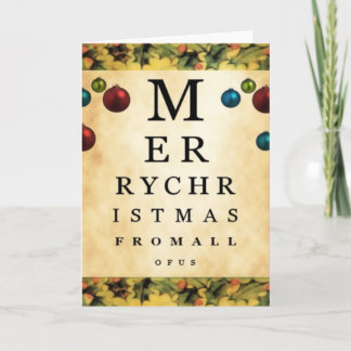 Merry Christmas From All of Us Eye Chart Card