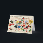 Merry Christmas From All of Us Holiday Card<br><div class="desc">Totally retro and cute artwork with a family of snowman playing instruments and singing " A Merry Christmas from all of us"</div>