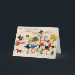 Merry Christmas From All of Us Holiday Card<br><div class="desc">Totally retro and cute artwork with a family of snowman playing instruments and singing " A Merry Christmas from all of us"</div>