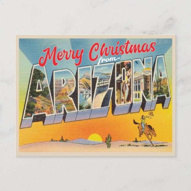Merry Christmas from Arizona vintage Postcard (Front)