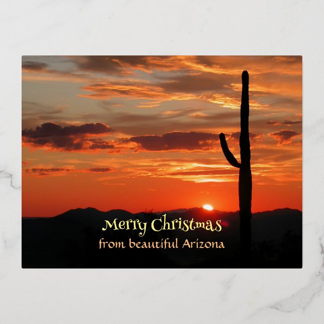 Merry Christmas from beautiful Arizona Foil Holiday Postcard (Front)