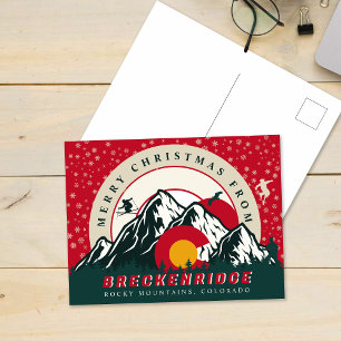Merry Christmas From Breckenridge Colorado Skiing Postcard