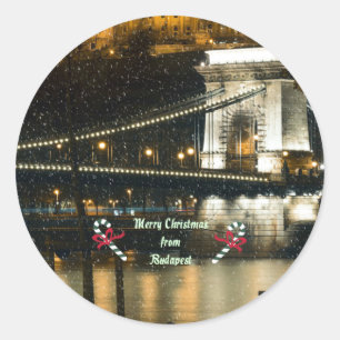 Merry Christmas from Budapest Classic Round Sticker