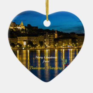 Merry Christmas from Budapest - Danube River Ceramic Tree Decoration