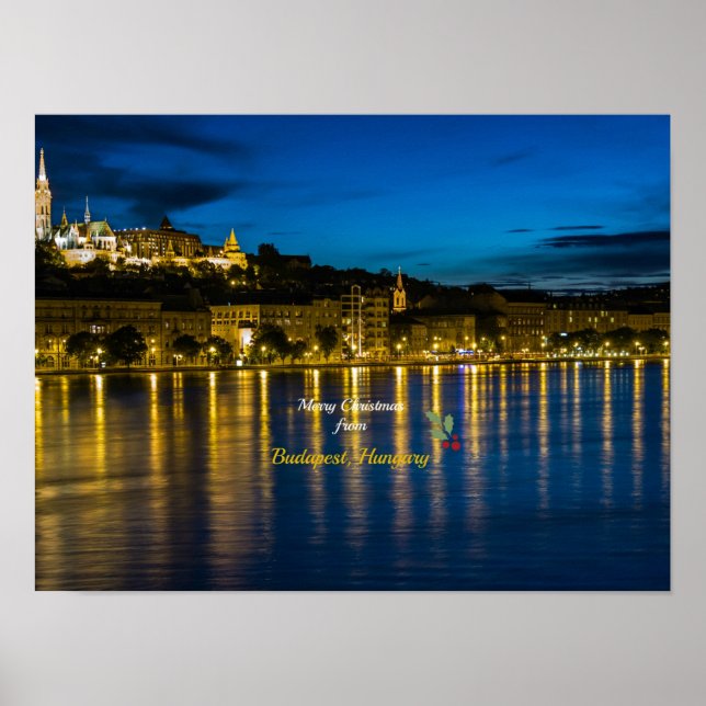 Merry Christmas from Budapest - Danube River Poster (Front)