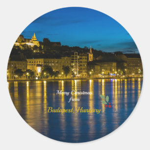 Merry Christmas from Budapest, Hungary Classic Round Sticker