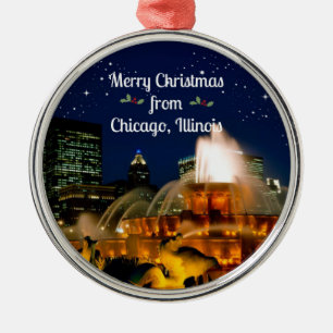 Merry Christmas from Chicago,  Metal Tree Decoration