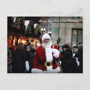 Merry Christmas from Chicago /Santa Holiday Postcard