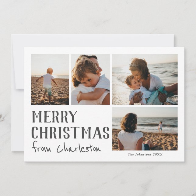 Merry Christmas from city or location photo  Card (Front)