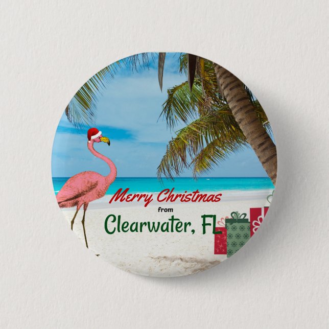 Merry Christmas from Clearwater, FL 6 Cm Round Badge (Front)
