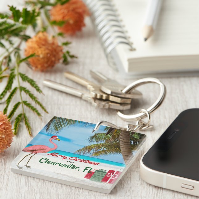 Merry Christmas from Clearwater, FL Key Ring (Front Right)