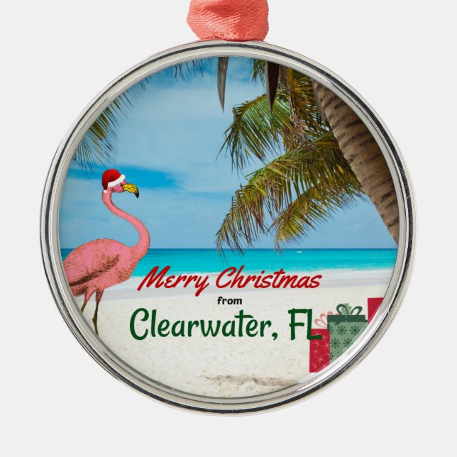 Merry Christmas from Clearwater, FL Metal Tree Decoration (Front)